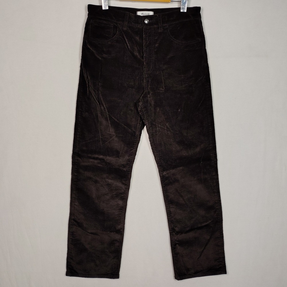 Madewell The Longline Straight Pant Dark Brown Corduroy High Rise Size 29